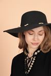 Женская шляпа с соломенной ракушкой-Чёрный