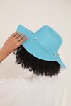 Straw Seashell Women's Hat-Turquoise