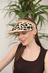 Соломенная шляпа с леопардовым козырьком-Бежевый