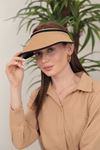 Соломенная женская козырьковая шляпа-Светло коричневый