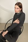 Women's Suit with Bujumcuk Fabric Crop-Anthracite 