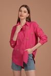 Linen Fabric Women's Shirt-Fuchsia