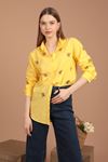 Linen Fabric Women's Shirt-Yellow