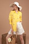 Linen Fabric Daisy Pattern Women's Shirt-Yellow