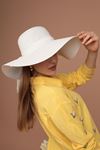 Women's Hat With Straw Bow Detail-White