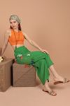 Bürümcük Fabric Embroidery Detailed Women's Trousers-Green