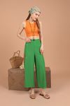 Bürümcük Fabric Embroidered Women's Trousers-Green