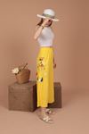 Bürümcük Fabric Embroidery Detailed Women's Trousers-Yellow