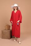 فستان نسائي قماش فيسكوز-أحمر