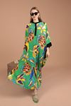 Viscose Fabric Floral Patterned Women's Dress-Green