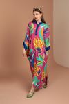 Viscose Fabric Flower Patterned Women's Dress-Fuchsia