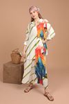 Женский костюм из вискозной ткани с узором попугая-хаки