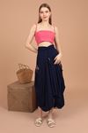 Viscose Fabric Embroidered Women's Skirt-Navy Blue