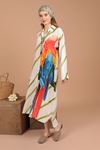 Viscose Fabric Parrot Pattern Women's Dress-Khaki