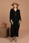 Viscose Fabric Clover Embroidered Women's Dress-Black