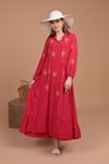 Viscose Fabric Embroidered Women's Dress-Fuchsia