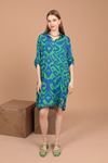 Viscose Fabric Zebra Pattern Women's Shirt Dress-Green