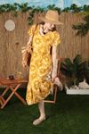 Viscose Fabric Batik Pattern Women's Dress-Yellow