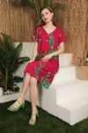 Viscose Midi Women's Dress-Fuchsia