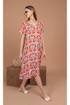 Viscose Fabric Ethnic Pattern Dress-Orange
