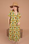 Viscose Fabric Ethnic Pattern Dress-Oil Green