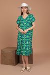 Viscose Fabric Ethnic Pattern Dress-Green