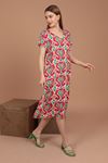 Viscose Fabric Ethnic Pattern Dress-Fuchsia