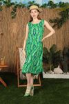 Viscose Fabric Batik Pattern Women's Dress-Green