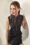 Atlas Fabric Collar Detailed Women's Dress-Anthracite