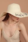 Straw Beach Please Lettered Women's Hat-Ecru