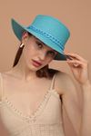 Straw Chain Detailed Hat-Turquoise
