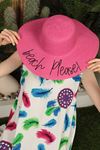 Straw Beach Please Lettered Women's Hat-Fuchsia