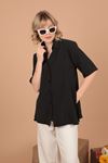 Женская рубашка с коротким рукавом из модальной ткани-Чёрный