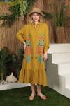 Viscose Fabric Colorful Embroidery Women Dress-Oil Green