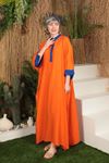 Viscose Fabric Embroidered Women's Dress-Orange/Blue
