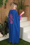 Viscose Fabric Embroidered Women's Dress-Royal/Fuchsia