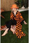Viscose Fabric Geometric Pattern Women's Suit-Orange