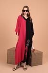 Viscose Fabric Embroidered Women's Dress-Fuchsia
