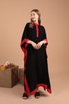 فستان مطرز من قماش الفيسكوز-أسود/أحمر