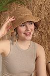 Женская соломенная шляпа-светло-коричневая