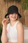Женская соломенная шляпа ручной вязки-черная