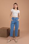 Linen Fabric Pocket Humorous Women's Trousers-Royal