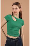 Camisole Drop Neck Women's Short Sleeve Blouse-Green