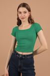 Женская блузка с квадратным воротником из ткани камзол-Зелёный