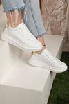 Kadın Sneakers Spor Ayakkabı-Beyaz-Gold