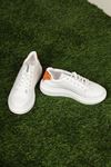 Women's Sneakers Sports Shoes-Beyaz/Orange