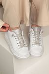Komple Taşlı Kadın Sneakers Spor Ayakkabı-Beyaz