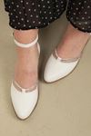 Women's Short Heeled Evening Shoes-White
