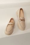 Daily Thick Buckle Cloth Loafer Women's Shoes-Beige
