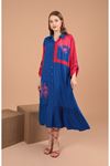 Viscose Fabric Women's Dress-Sax-Fuchsia